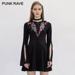 PUNK RAVE Mystery Story Gothic Witchy Alt hooded mini dress